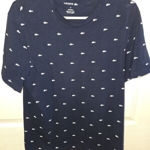Lacoste Blue Short Sleeve Tee with All-Over Print - Sleepwear Category